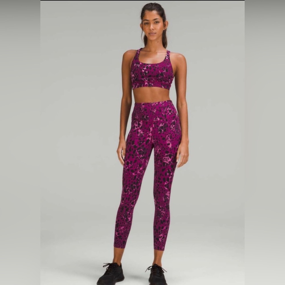 Lululemon Base Pace High-Rise Tight Leggings Magenta Pink Black Leopard- SZ 2